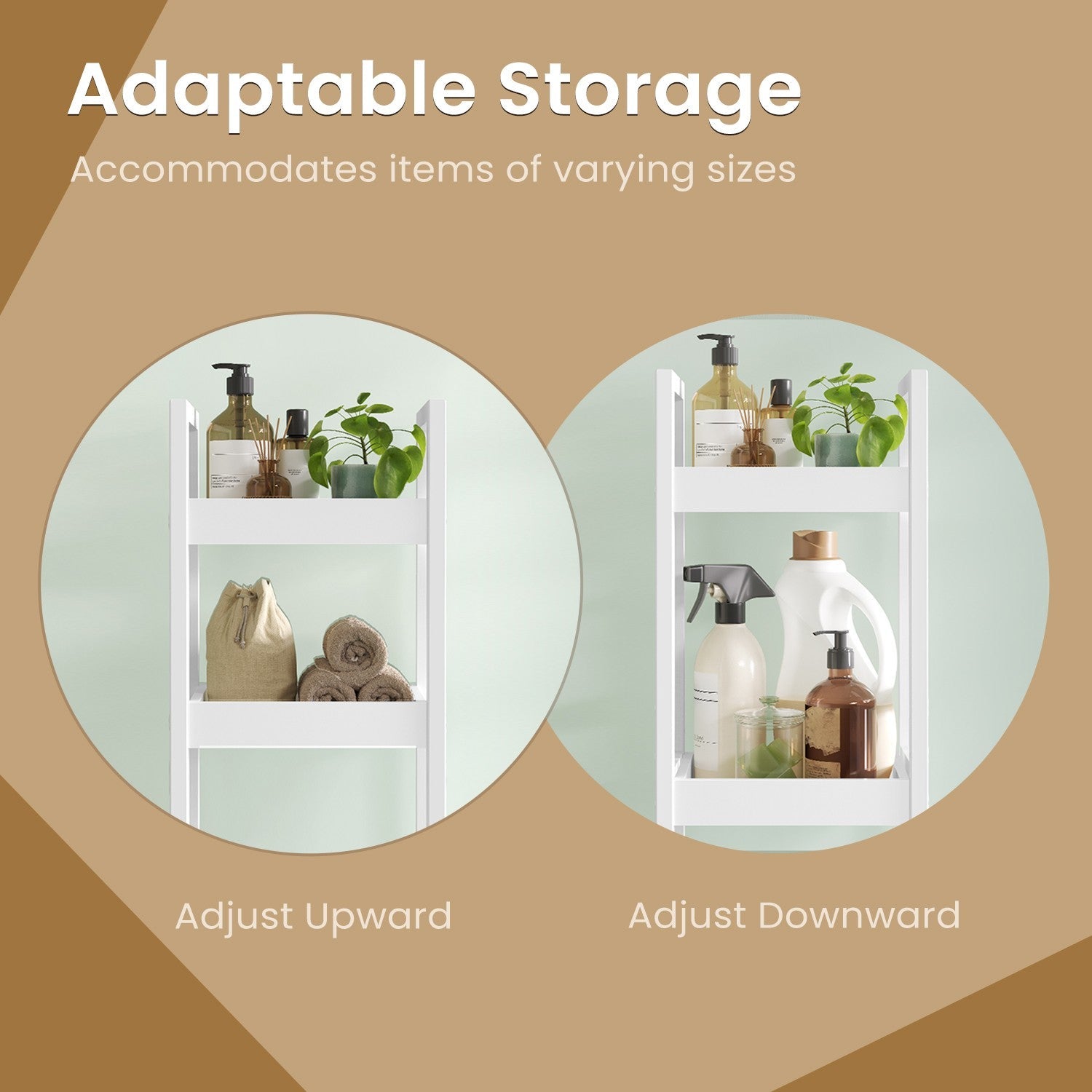 Bathroom Trolley – Bamboo – Natural – Space-Saving 3-Tier Design on Wheels