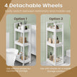 Bathroom Trolley – Bamboo – Natural – Space-Saving 3-Tier Design on Wheels