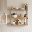 Bamboo Shelving Unit – Bamboo – White – Adjustable 3-Tier Design, Wall-Mounted or Free Standing