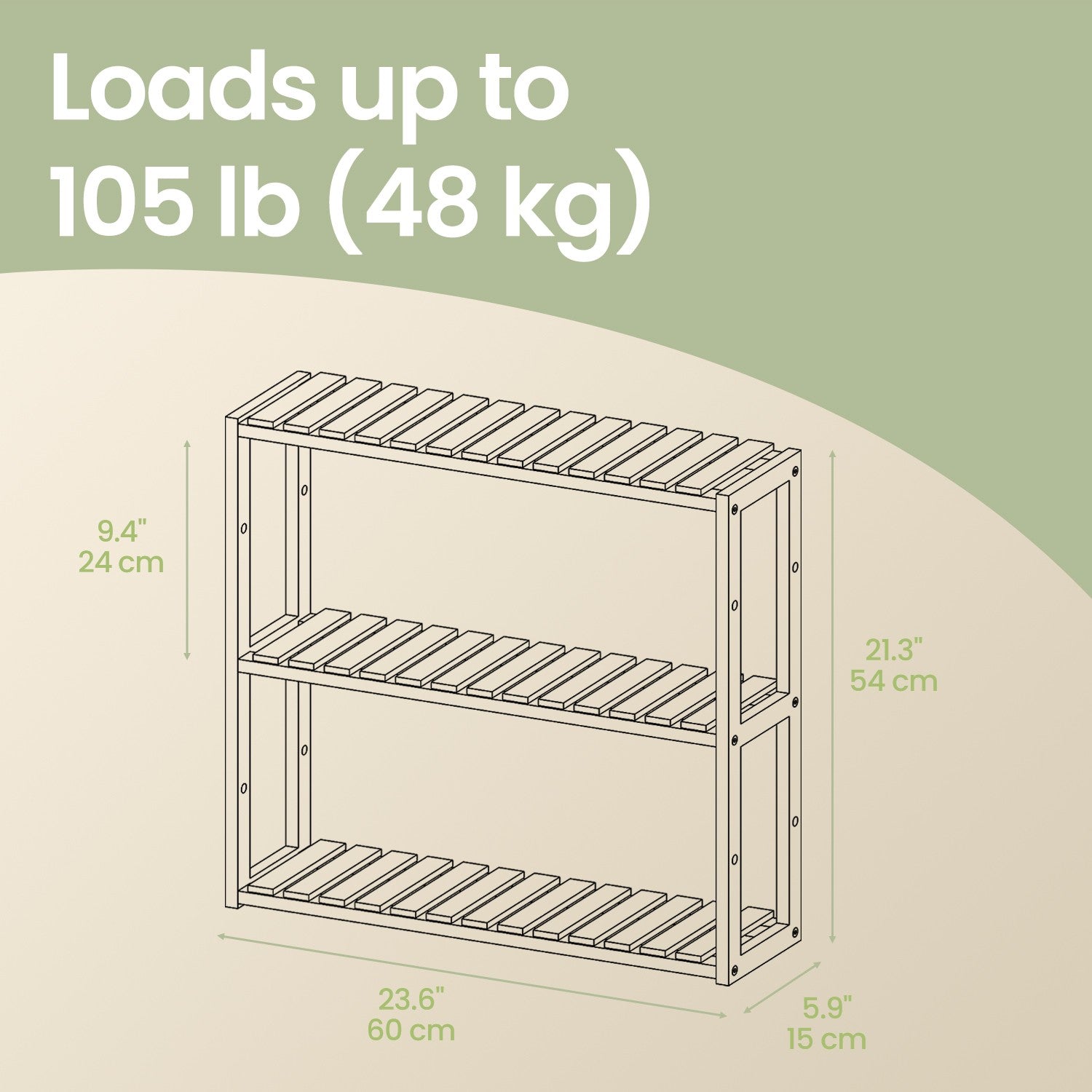 Bamboo Shelving Unit – Bamboo – White – Adjustable 3-Tier Design, Wall-Mounted or Free Standing