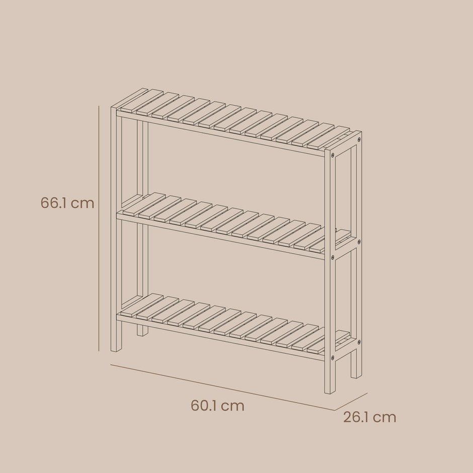 3-Tier Storage Shelf – Bamboo – Natural – Multifunctional Design for Hallway, Bathroom, Kitchen, Living Room