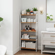 5-Tier Storage Shelf – Bamboo – White and Natural – Adjustable Heights
