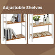 5-Tier Storage Shelf – Bamboo – White and Natural – Adjustable Heights