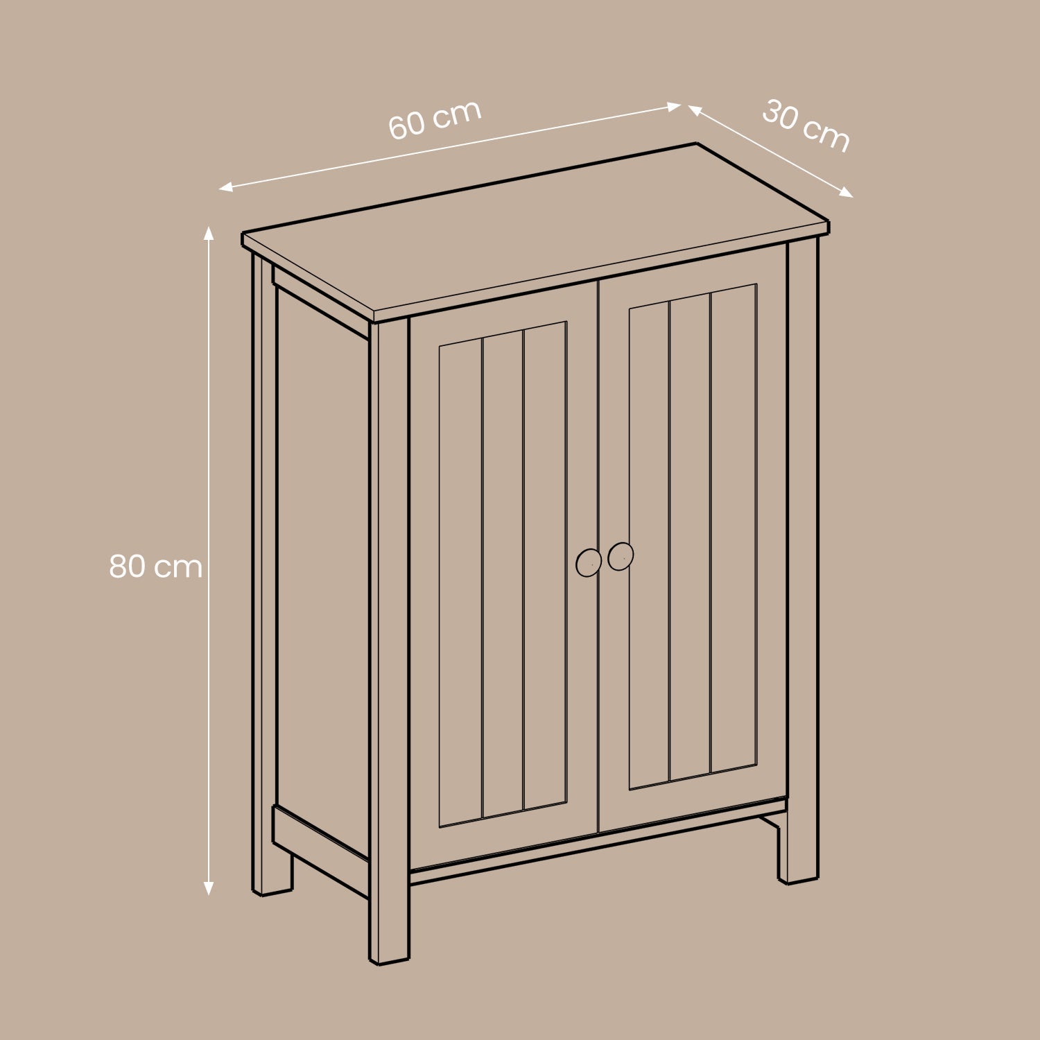 Bathroom Floor Storage Cabinet – Wood – White – Freestanding with 2 Doors and 2 Adjustable Shelves
