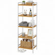 5-Tier Shelf Unit – Bamboo – Natural White – Versatile Storage Organizer for Kitchen and Bathroom
