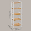 5-Tier Shelf Unit – Bamboo – Natural White – Versatile Storage Organizer for Kitchen and Bathroom