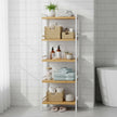 5-Tier Shelf Unit – Bamboo – Natural White – Versatile Storage Organizer for Kitchen and Bathroom
