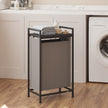 Laundry Hamper – Metal Frame – Rustic Brown and Black – Pull-Out Liner with Shelf, 65L