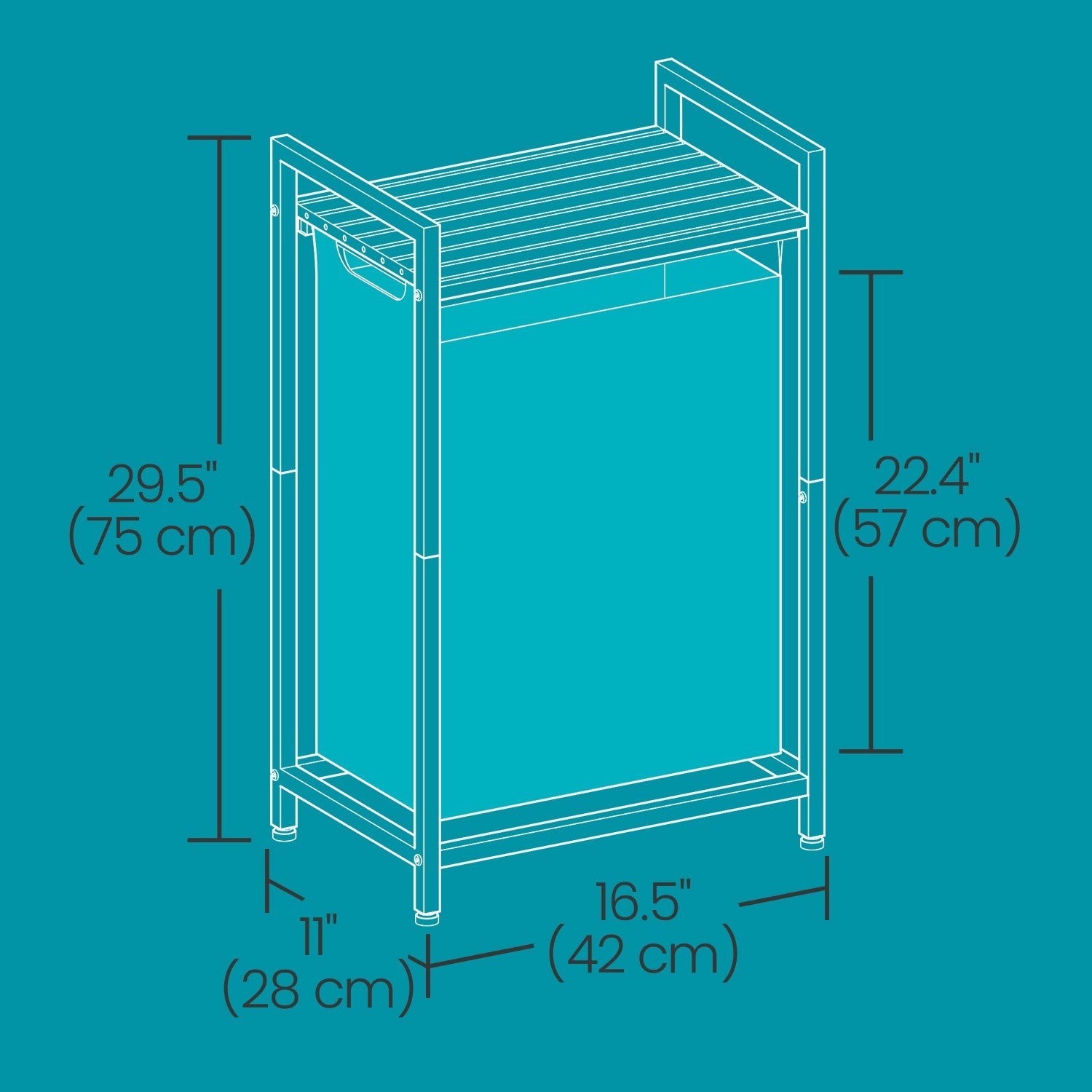 Laundry Hamper – Metal Frame – Rustic Brown and Black – Pull-Out Liner with Shelf, 65L