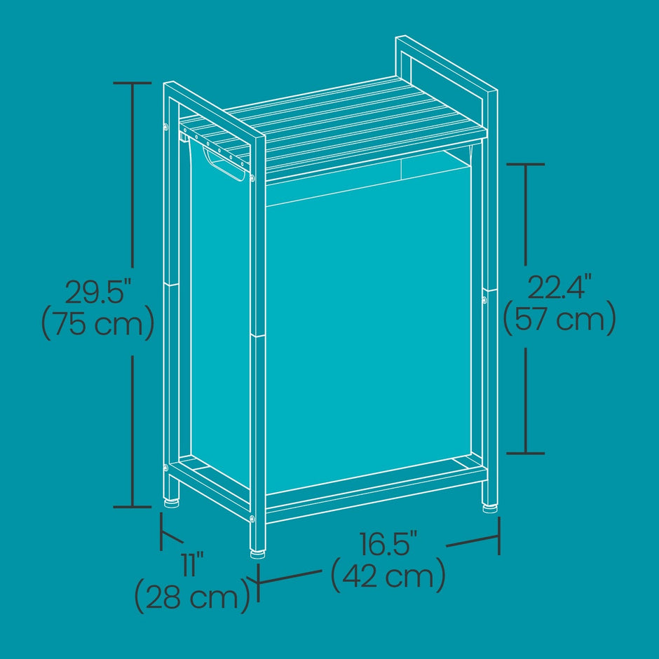Laundry Hamper – Metal Frame – Rustic Brown and Black – Pull-Out Liner with Shelf, 65L