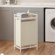 Laundry Hamper – Metal Frame – Rustic Brown and Black – Pull-Out Liner with Shelf, 65L