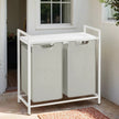 Laundry Hamper – Fabric – White – Double Compartment with 2 Removable Bags