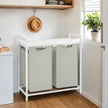 Laundry Hamper – Fabric – White – Double Compartment with 2 Removable Bags