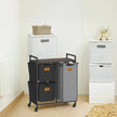 3-Compartment Laundry Hamper – Engineered Wood – Chestnut Brown – Rolling Cart with Shelves and Removable Liners