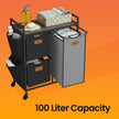 3-Compartment Laundry Hamper – Engineered Wood – Chestnut Brown – Rolling Cart with Shelves and Removable Liners
