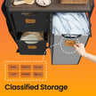3-Compartment Laundry Hamper – Engineered Wood – Chestnut Brown – Rolling Cart with Shelves and Removable Liners