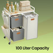 3-Compartment Laundry Sorter – Fabric – Natural Beige – Rolling Cart with Shelves and Removable Liners