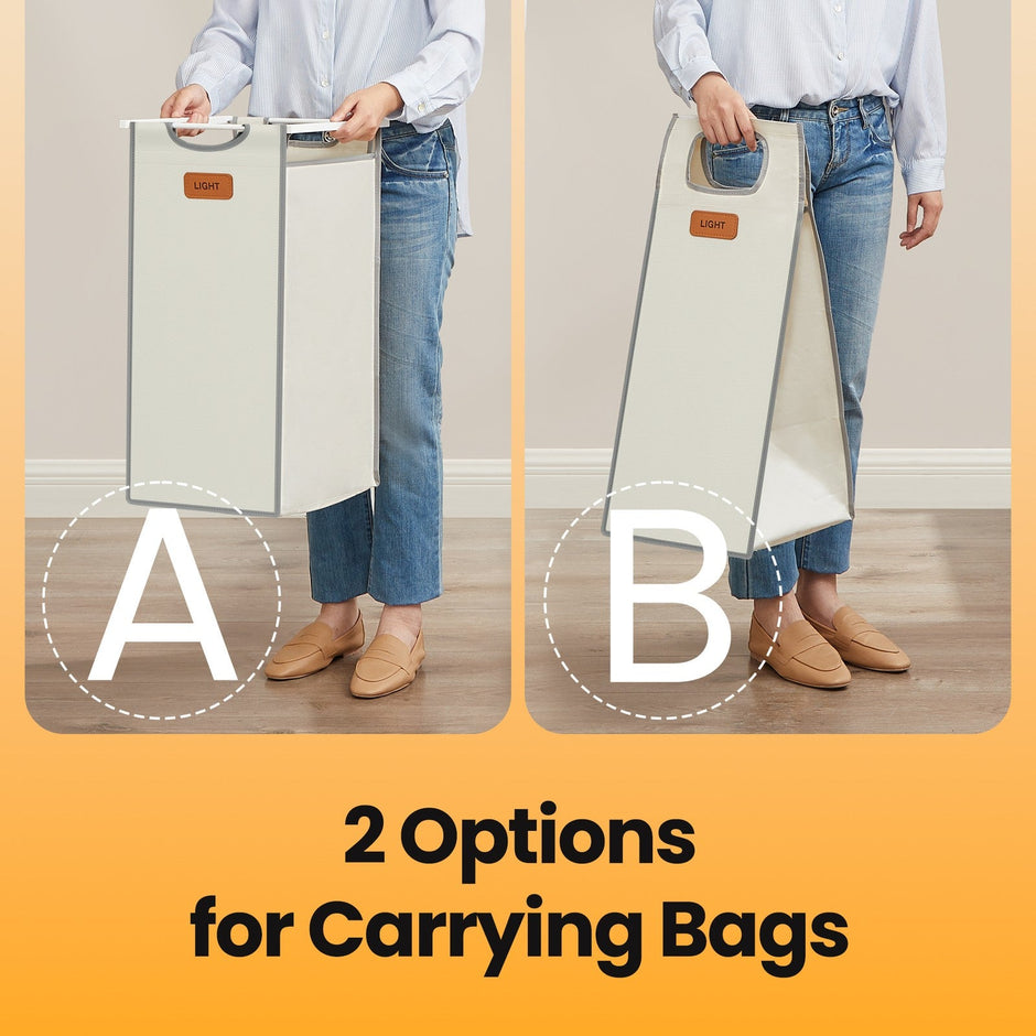 4-Compartment Laundry Sorter – Fabric – Dove Grey and White – Rolling Cart with Removable Bags