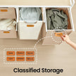 Laundry Sorter Cart – Fabric – Camel Brown and Cream White – 4 Compartments with Removable Bags