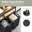 Laundry Hamper – Metal and Fabric – Black and Grey – Dual Pull-Out Bags with Shelves