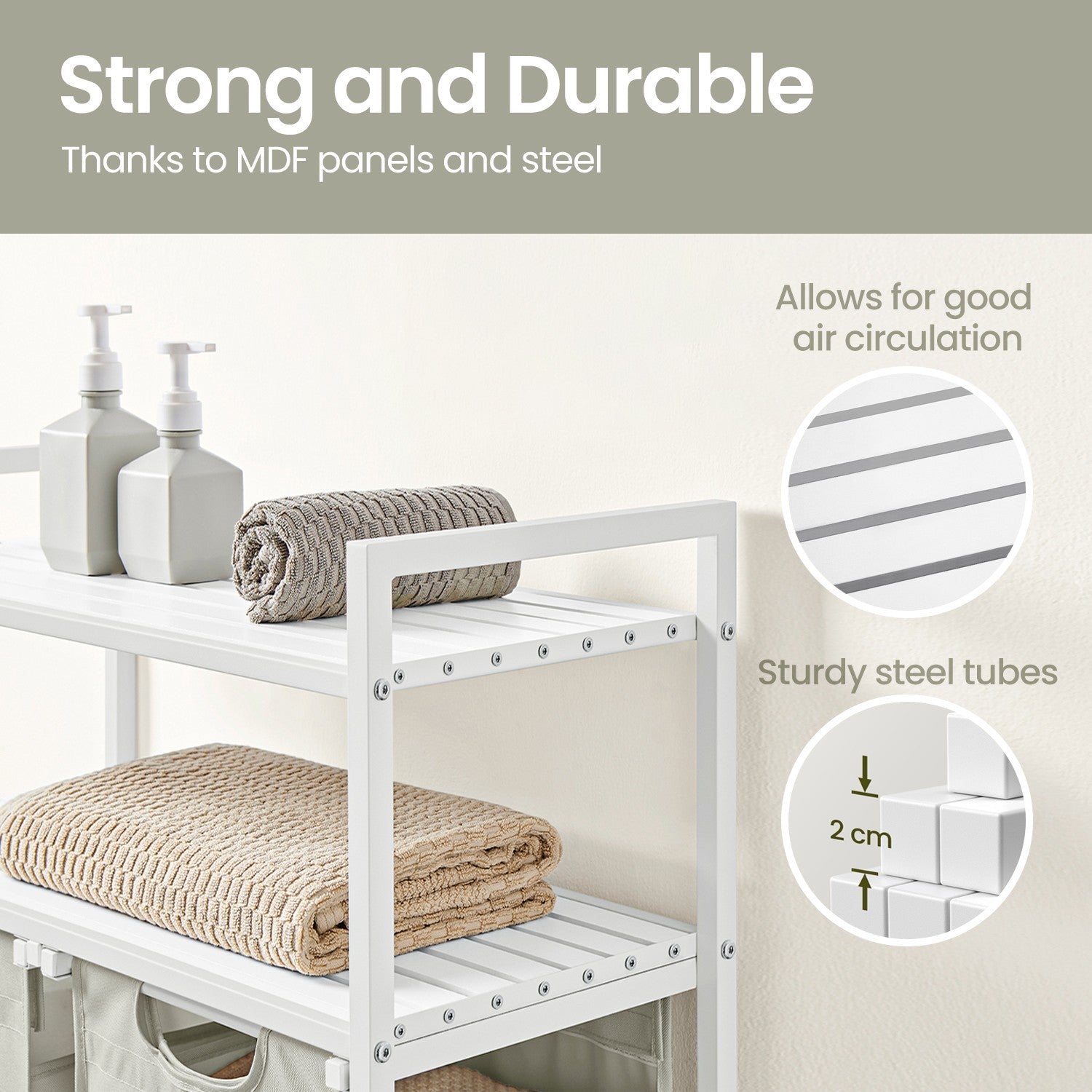 Laundry Hamper – Metal and Fabric – Black and Grey – Dual Pull-Out Bags with Shelves