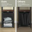 Laundry Hamper – Wood and Fabric – Rustic Brown and Black – Pull-Out Laundry Bag with 2 Shelves, 65 L Capacity