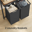 2-Compartment Laundry Hamper – Fabric – Neutral Color – Removable Pull-Out Liners with Blanket Ladder