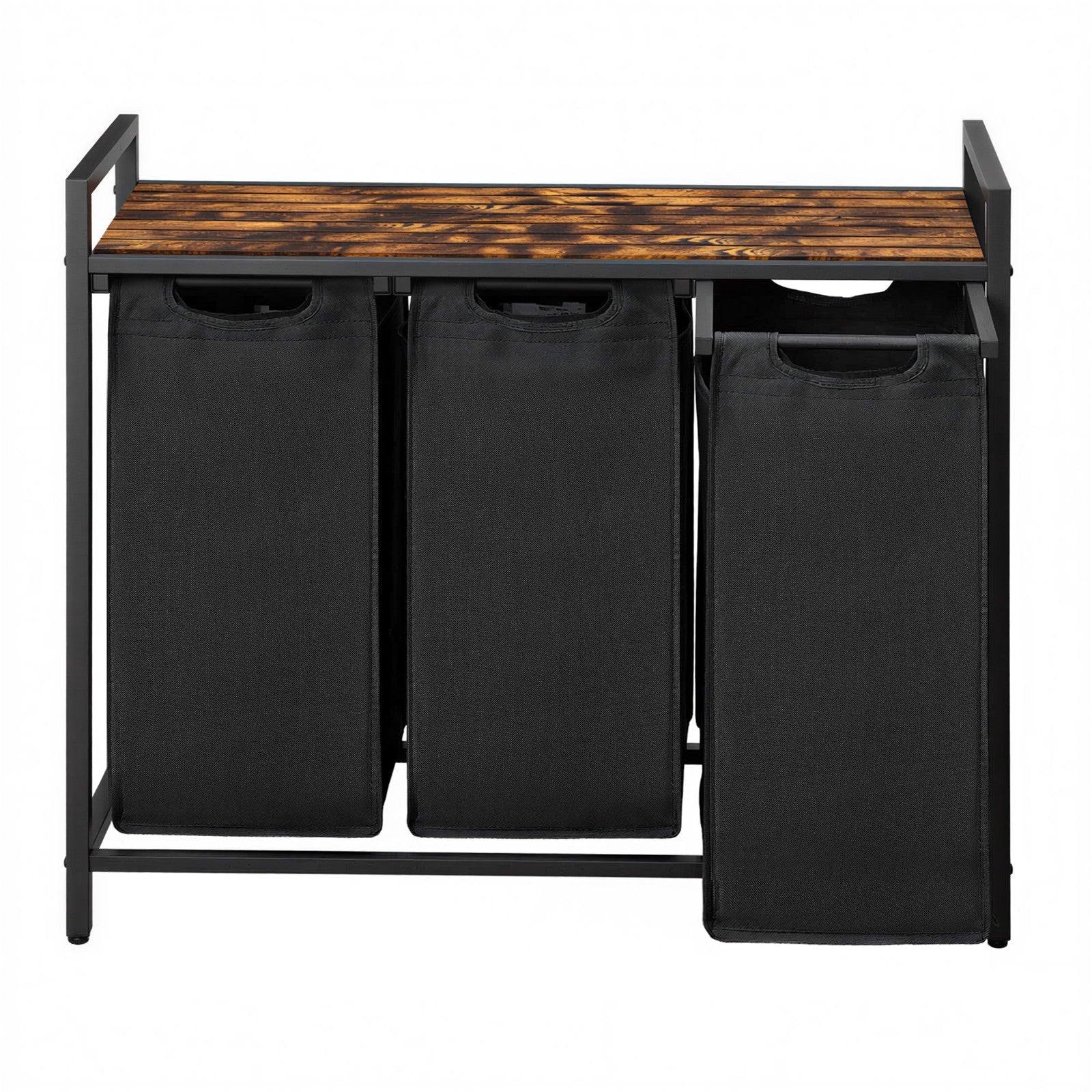 Clothes Sorter – Metal Frame – Rustic Brown and Black – 4 Removable Liner Bags