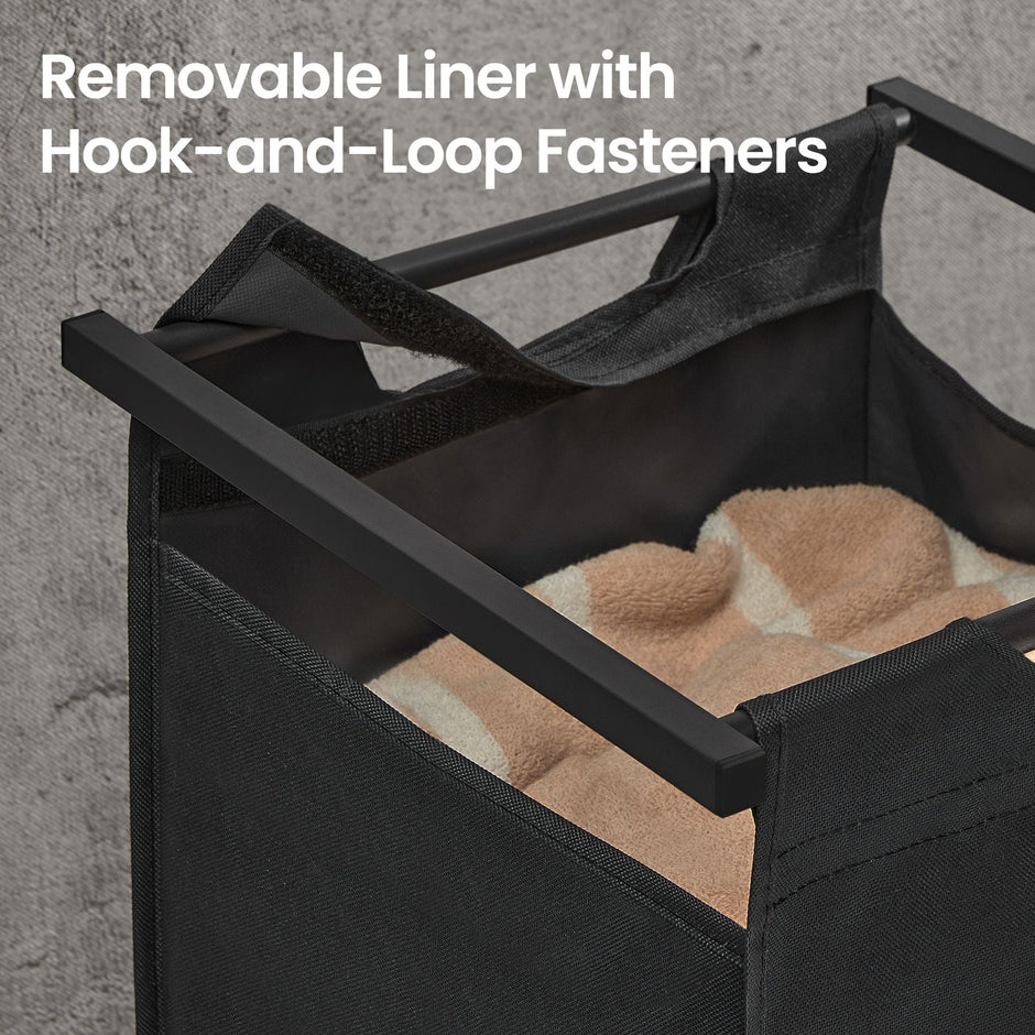 Clothes Sorter – Metal Frame – Rustic Brown and Black – 4 Removable Liner Bags