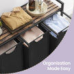Clothes Sorter – Metal Frame – Rustic Brown and Black – 4 Removable Liner Bags