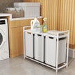 Laundry Sorter – Metal Frame – Rustic Brown and Black – 4 Removable Bags with Shelf