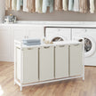 Laundry Hamper – Metal Frame – Rustic Brown and Black – 4-Section with Removable Bags and Shelf