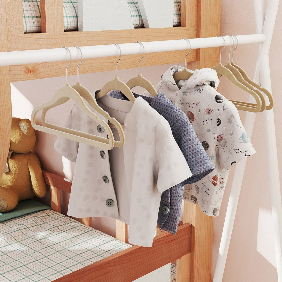 Baby Hangers – Velvet – Light Pink – Non-Slip with Rose Gold Hooks – Pack of 50