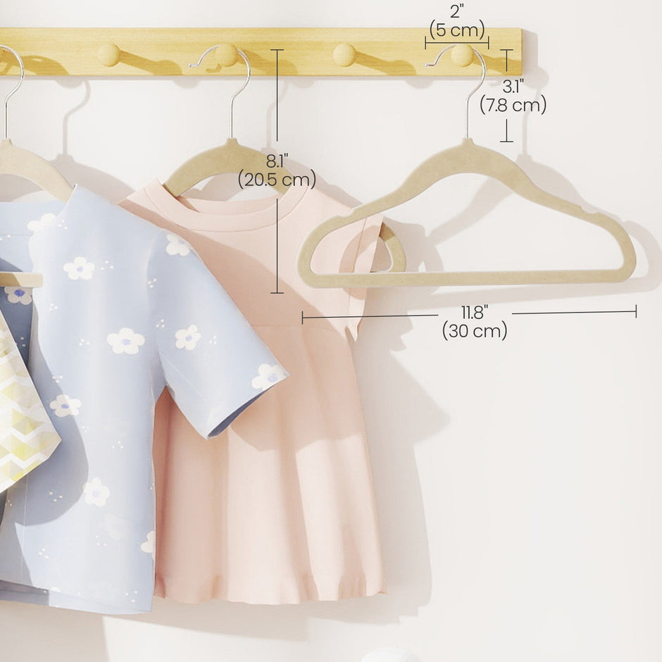 Baby Hangers – Velvet – Light Pink – Non-Slip with Rose Gold Hooks – Pack of 50