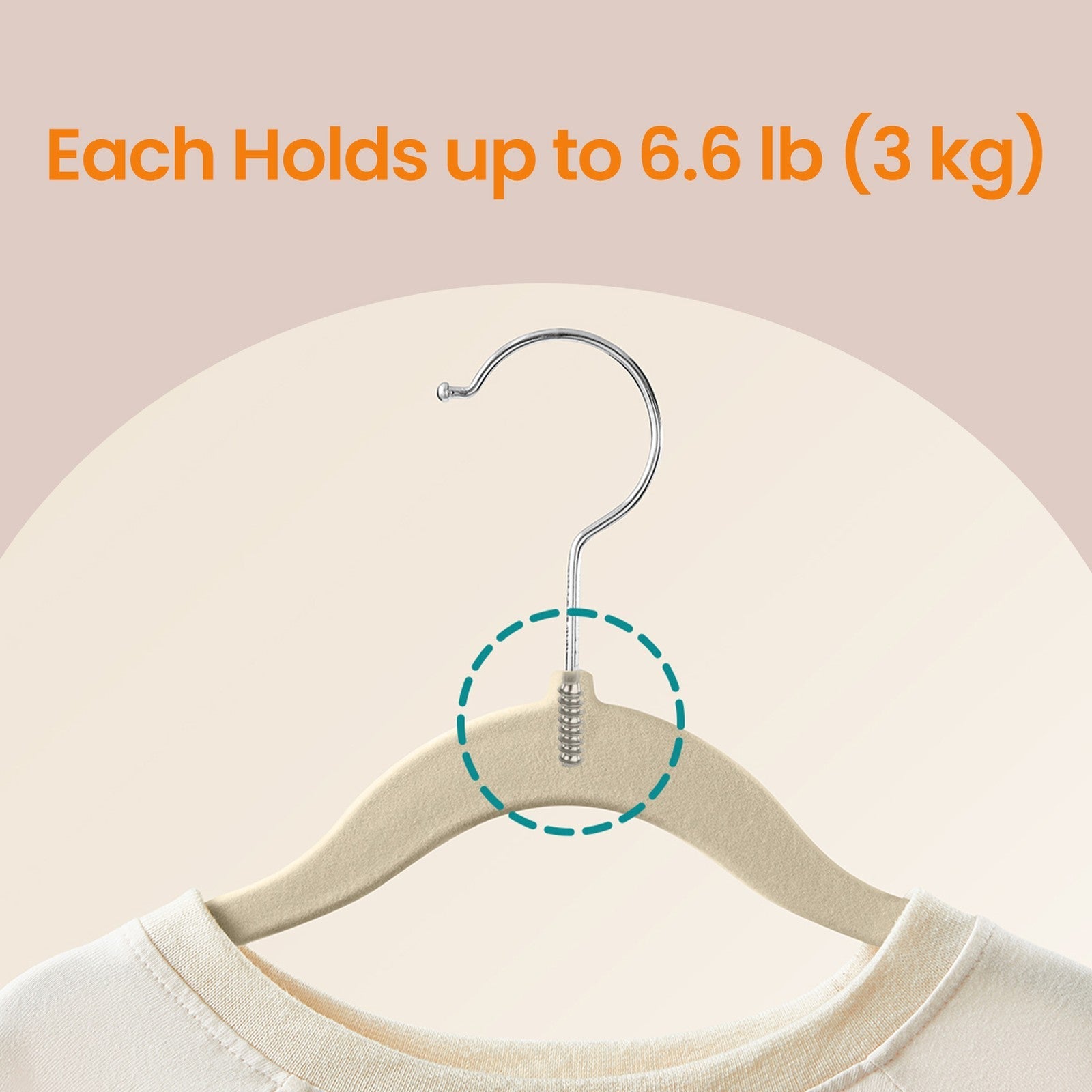 Baby Hangers – Velvet – Light Pink – Non-Slip, Rose Gold Hooks – 30 Pack, 30 x 20.5 cm