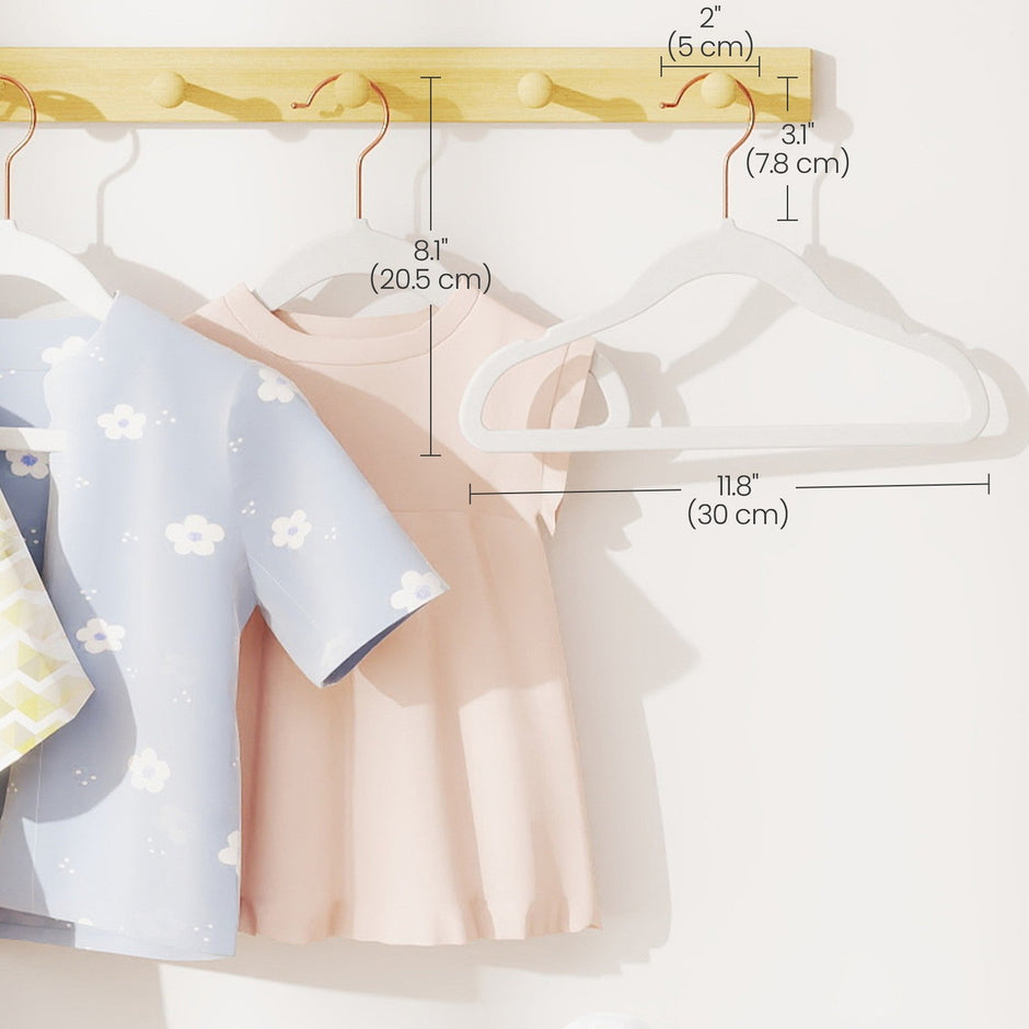 Baby Hangers – Velvet – Light Pink – Non-Slip, Rose Gold Hooks – 30 Pack, 30 x 20.5 cm