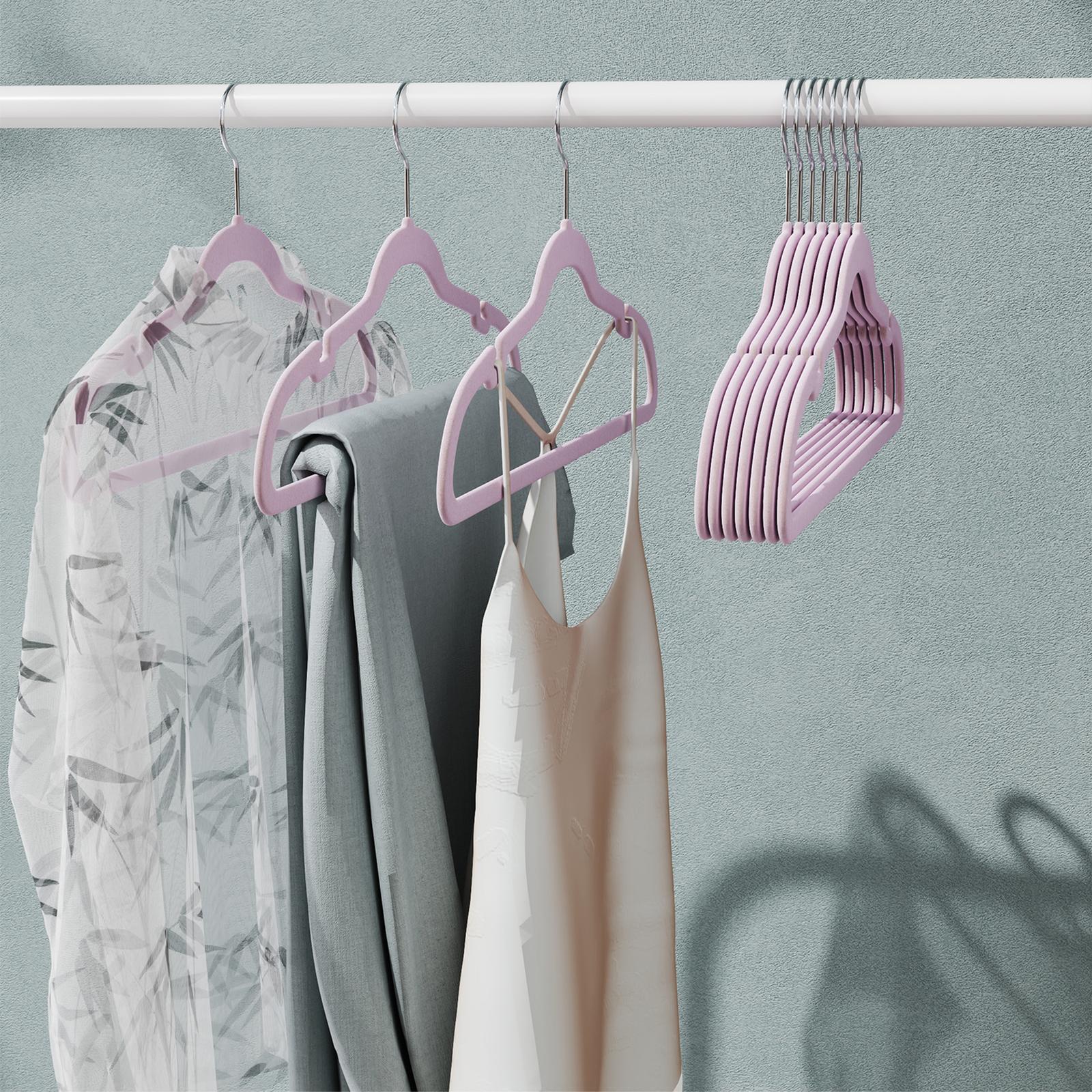Velvet Hangers – Velvet – Ink Black – Non-Slip with Shoulder Notches and Pants Bar, 360° Swivel Hook, 50 Pack