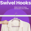 Velvet Hangers – Velvet – Ink Black – Non-Slip with Shoulder Notches and Pants Bar, 360° Swivel Hook, 50 Pack