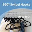 Velvet Hangers – Black – Set of 20 – Ultra Thin Space Saving with Rose Gold 360 Degree Swivel Hook