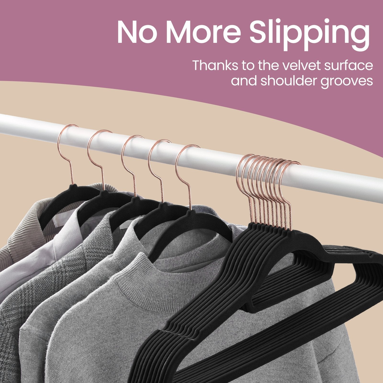 Velvet Hangers – Velvet – Light Pink – Non-Slip, Space-Saving Design, Set of 30