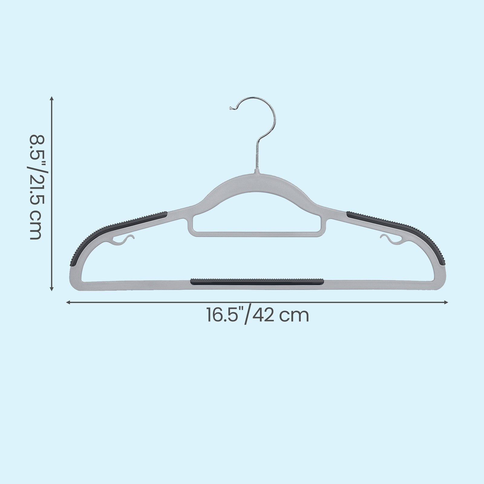 Set of 50 Heavy-Duty Plastic Clothes Hangers – Light and Dark Grey – Slim Non-Slip Design with 360° Swivel