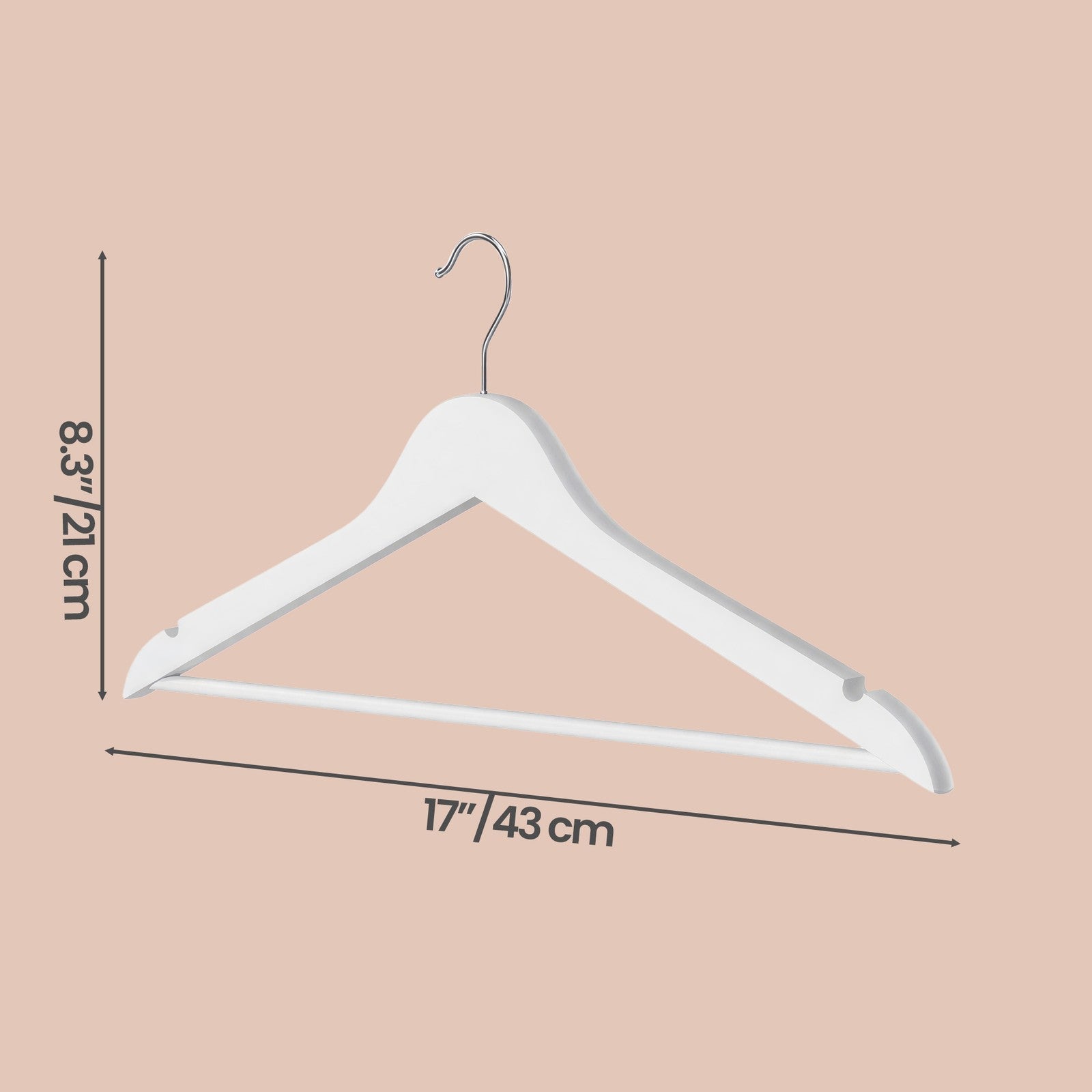 Set of 30 Clothes Hangers – Solid Birch Wood – Natural Beige – Space Saving Design with 360° Swivel Hooks