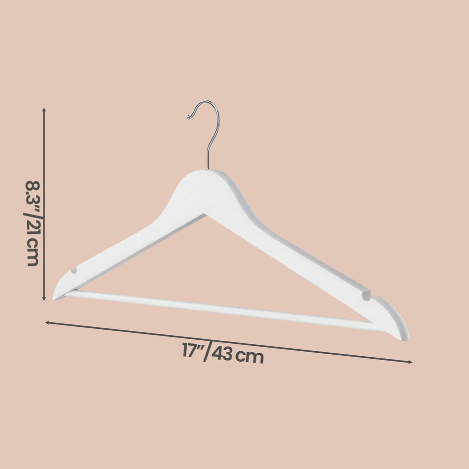 Set of 30 Clothes Hangers – Solid Birch Wood – Natural Beige – Space Saving Design with 360° Swivel Hooks