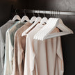 Wooden Coat Hangers – Solid Wood – White – Set of 10 with Shoulder Grooves and Anti-Slip Trousers Bar