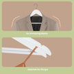 Wooden Coat Hangers – Solid Wood – White – Set of 10 with Shoulder Grooves and Anti-Slip Trousers Bar
