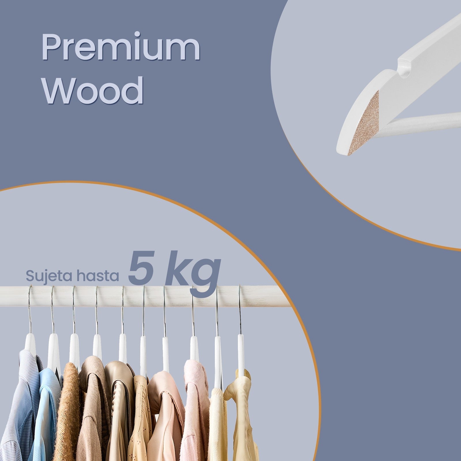 Set of 20 Solid Birch Wood Clothes Hangers – Natural Beige – 360° Swivel Hooks