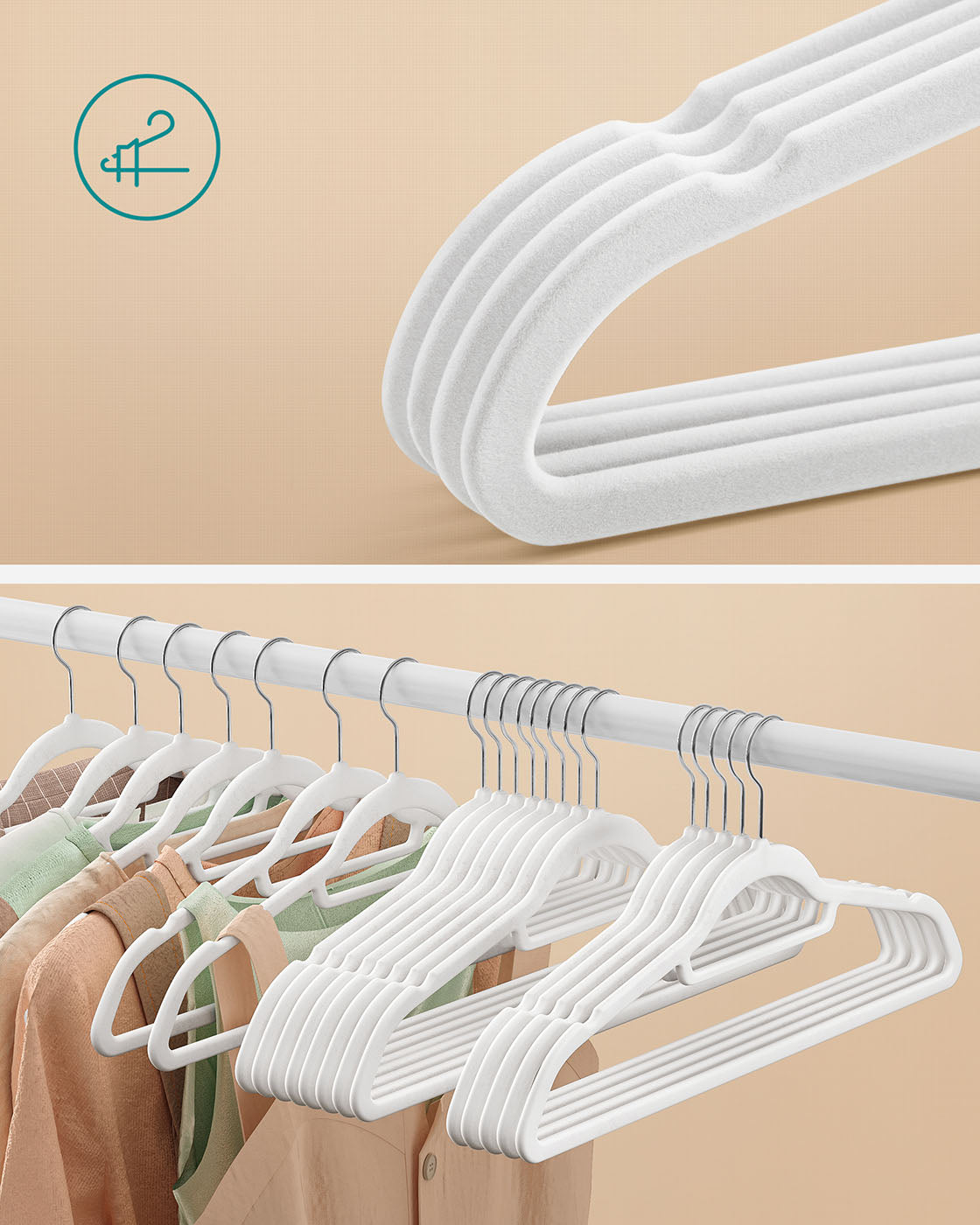 Velvet Coat Hangers – Velvet – Black – Space Saving, Non-Slip with Tie Organizer and 360 Degree Swivel Hook, 50-Pack