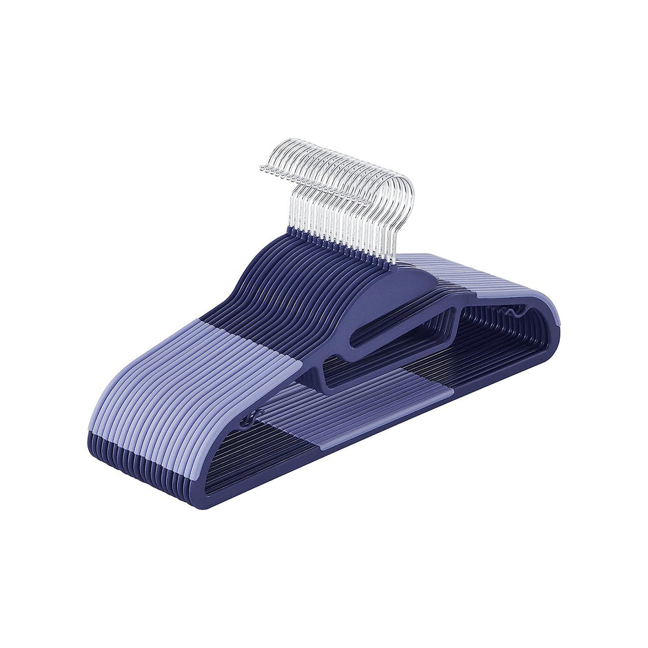Set of 20 Plastic Hangers – Plastic – Dark Blue Ash and Light Blue Ash – Thin Space Saving Non-Slip Design