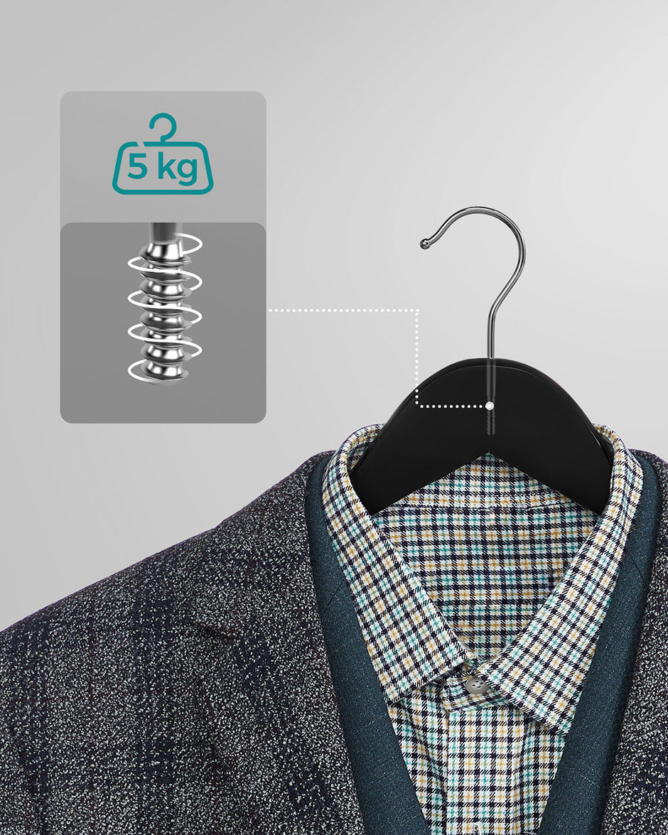 Coat Hangers – Maple Wood – Dark Walnut – 360° Swivel Hook, Shoulder Notches, Trousers Bar
