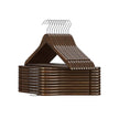 Solid Wood Hangers – Maple – Dark Walnut – 20-Pack with Shoulder Notches and Trousers Bar